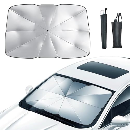 Auto Frontscheiben Sonnenschutz Regenschirm für Hyundai Santa FE (Type TM) SUV 2018-2023, Faltbarer UV-Schutz Windschutzscheiben-Sonnenschutz, Interner Wärmeisolierung Sonnenschirm,140×79CM von VALCLA