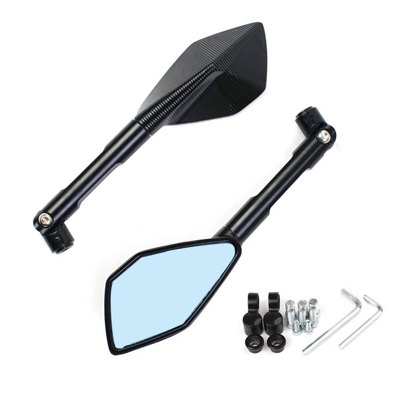 Motorrad Spiegel Mirrors Für R1 R6 FZ6 MT01 MT03 MT07 Motorrad CNC ALUMINIUM Rearview Außenspiegel(Schwarz) von VALCRIBY