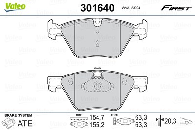 Valeo Bremsbelagsatz, Scheibenbremse [Hersteller-Nr. 301640] für BMW von VALEO