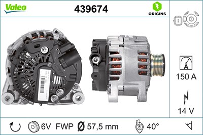 Valeo Generator [Hersteller-Nr. 439674] für Citroën, Fiat, Lancia, Peugeot von VALEO