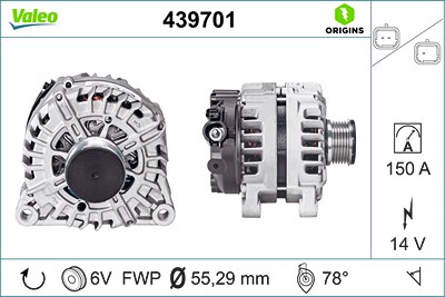 Valeo Generator [Hersteller-Nr. 439701] für Citroën, Peugeot von VALEO