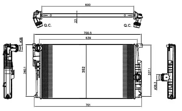 VALEO Kühler, Motorkühlung BMW 735451 17117005511,17117600511,7600511 Kühler,Wasserkühler,Autokühler,Motorkühler 760051101,760051102 von VALEO