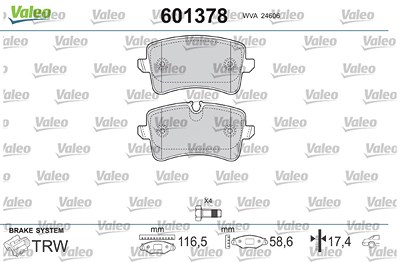 Valeo Bremsbeläge hinten (Satz) [Hersteller-Nr. 601378] für Audi von VALEO