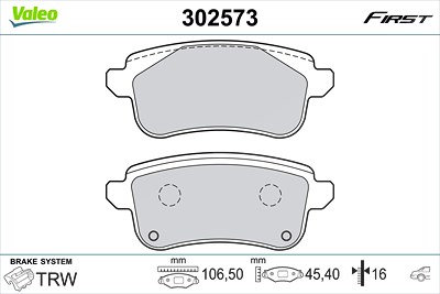 Valeo Bremsbelagsatz, Scheibenbremse [Hersteller-Nr. 302573] für Renault von VALEO