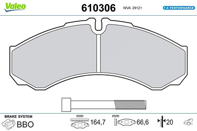Valeo Bremsbelagsatz, Scheibenbremse [Hersteller-Nr. 610306] für Iveco von VALEO