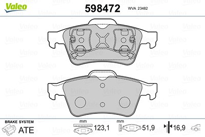 Valeo Bremsbelagsatz Hinterachse [Hersteller-Nr. 598472] für Ford, Nissan, Opel, Renault, Saab von VALEO