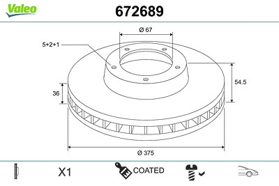 Valeo Bremsscheibe [Hersteller-Nr. 672689] für Mercedes-Benz von VALEO