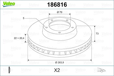 Valeo Bremsscheibe Vorderachse Belüftet [Hersteller-Nr. 186816] für BMW von VALEO