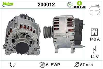 Valeo Generator [Hersteller-Nr. 200012] für Audi, Seat, Skoda, VW von VALEO