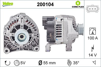 Valeo Generator [Hersteller-Nr. 200104] für Land Rover, Mg, Rover von VALEO