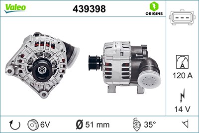 Valeo Generator [Hersteller-Nr. 439398] für BMW von VALEO