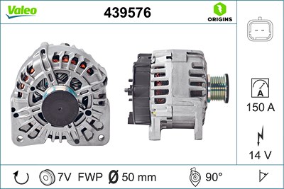 Valeo Generator [Hersteller-Nr. 439576] für Nissan, Opel, Renault, Vauxhall von VALEO