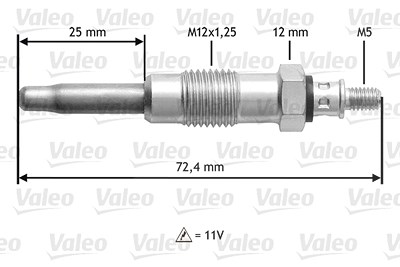 Valeo Glühkerze [Hersteller-Nr. 345100] für Alfa Romeo, Aro, Bedford, BMW, Citroën, Fiat, Ford, Innocenti, Isuzu, Iveco, Jeep, Lancia, Land Rover, Ldv von VALEO