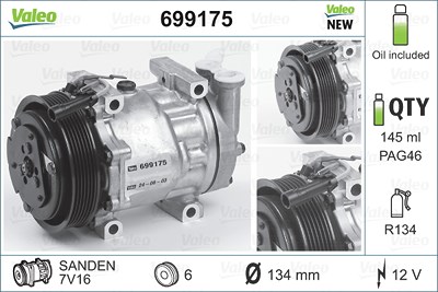 Valeo Kompressor, Klimaanlage [Hersteller-Nr. 699175] für Alfa Romeo, Fiat, Lancia von VALEO