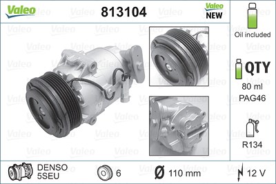 Valeo Kompressor, Klimaanlage [Hersteller-Nr. 813104] für Alfa Romeo, Fiat von VALEO