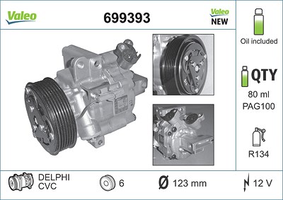 Valeo Kompressor, Klimaanlage [Hersteller-Nr. 699393] für Citroën, Peugeot, Toyota von VALEO