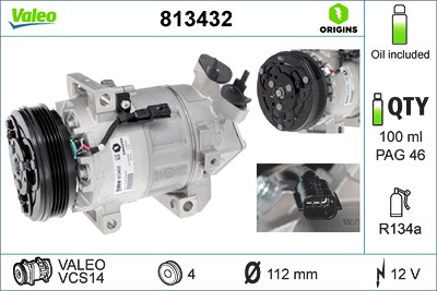 Valeo Kompressor, Klimaanlage [Hersteller-Nr. 813432] für Dacia, Renault von VALEO
