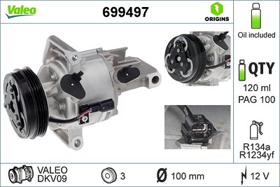 Valeo Kompressor, Klimaanlage [Hersteller-Nr. 699497] für Dacia von VALEO
