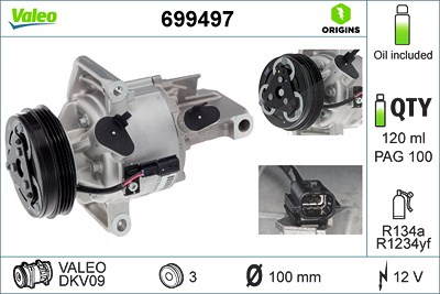 Valeo Kompressor, Klimaanlage [Hersteller-Nr. 699497] für Dacia, Nissan von VALEO