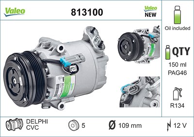 Valeo Kompressor, Klimaanlage [Hersteller-Nr. 813100] für Opel, Vauxhall von VALEO