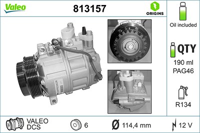 Valeo Kompressor, Klimaanlage [Hersteller-Nr. 813157] für Mercedes-Benz von VALEO
