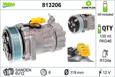 Valeo Kompressor, Klimaanlage [Hersteller-Nr. 813206] für Citroën, Mini, Peugeot, Suzuki von VALEO