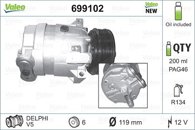 Valeo Kompressor, Klimaanlage [Hersteller-Nr. 699102] für Opel von VALEO