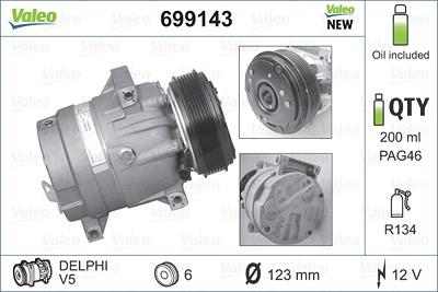 Valeo Kompressor, Klimaanlage [Hersteller-Nr. 699143] für Opel, Renault von VALEO