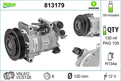 Valeo Kompressor, Klimaanlage [Hersteller-Nr. 813179] für Citroën, Peugeot von VALEO