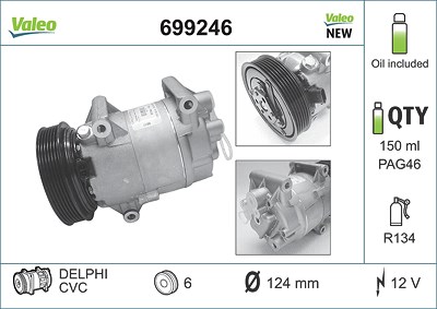 Valeo Kompressor, Klimaanlage [Hersteller-Nr. 699246] für Nissan, Renault von VALEO