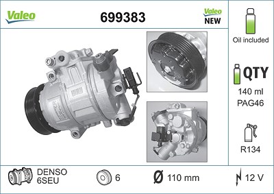 Valeo Kompressor, Klimaanlage [Hersteller-Nr. 699383] für Audi, Seat, Skoda, VW von VALEO