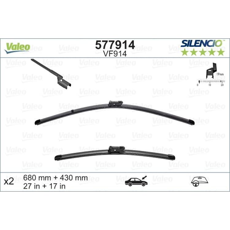 Valeo Silencio Wischblatt Jaguar Xe Xf Opel Grandland TESLA Model von VALEO