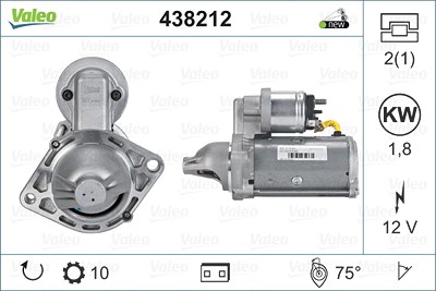 Valeo Starter 1,8 KW [Hersteller-Nr. 438212] für Chevrolet, Opel von VALEO