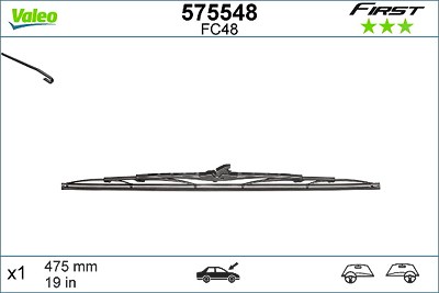 Valeo Wischblatt [Hersteller-Nr. 575548] für Alfa Romeo, Audi, Autobianchi, Chevrolet, Chrysler, Citroën, Daewoo, Daihatsu, Dodge, Fiat, Ford, Honda, von VALEO