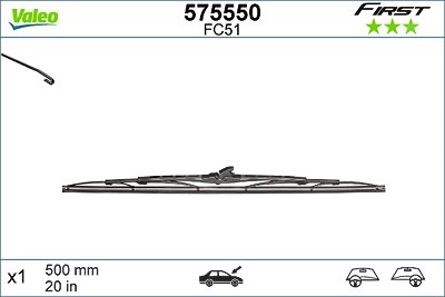Valeo Wischblatt [Hersteller-Nr. 575550] für Alfa Romeo, Audi, Austin, BMW, Chevrolet, Chrysler, Citroën, Dacia, Daewoo, Daihatsu, Fiat, Ford, Ford Au von VALEO