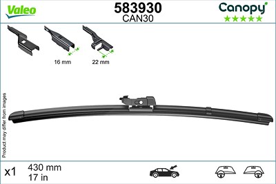 Valeo Wischblatt [Hersteller-Nr. 583930] für BMW, Citroën, Ds, Fiat, Ford, Jaguar, Lancia, Mg, Opel, Peugeot, Seat, Toyota, Vauxhall, VW von VALEO