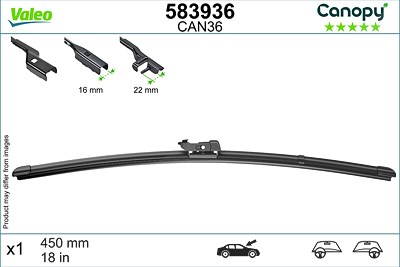 Valeo Wischblatt [Hersteller-Nr. 583936] für Alfa Romeo, Audi, BMW, Citroën, Cupra, Hyundai, Jaguar, Jeep, Kia, Mercedes-Benz, Mg, Nissan, Opel, Peuge von VALEO