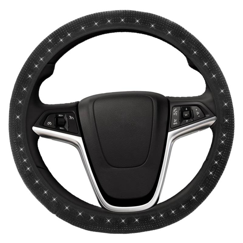 VALICLUD Lenkradbezug Bling Auto Lenkradabdeckung Universeller Lenkradschutz Für Lenkradgrößen Mit Langlebigen Strassverzierungen Einfache Installation Elegantes von VALICLUD