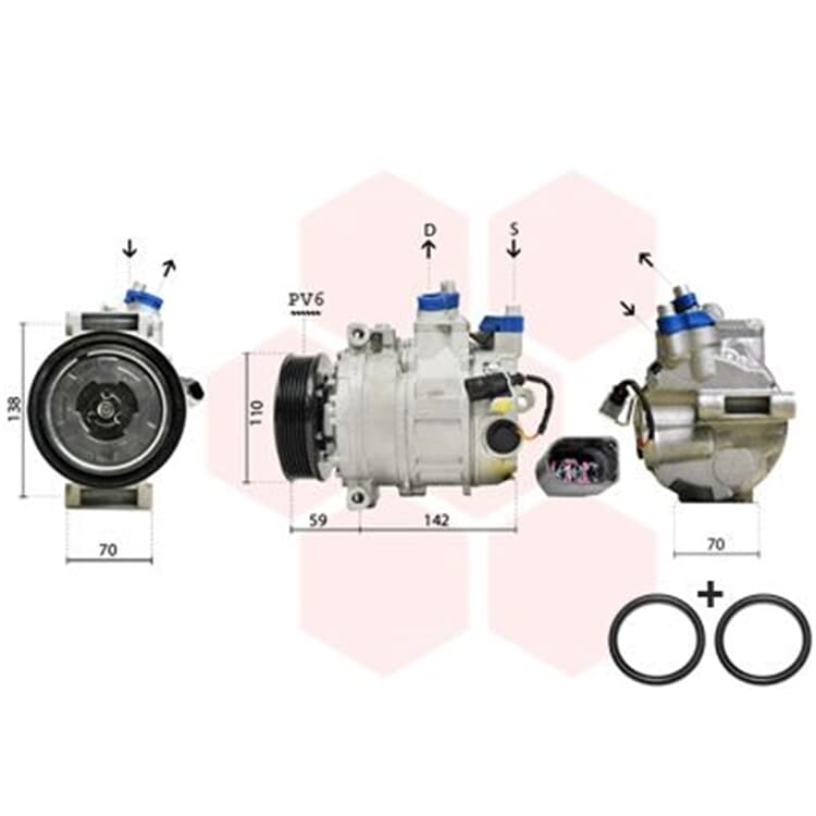 Van Wezel Klimakompressor Audi A1 A3 Q3 Seat Alhambra Skoda Octavia VW Golf von VAN WEZEL