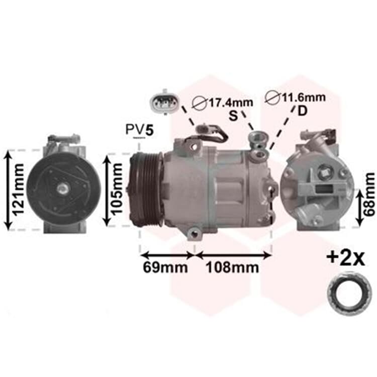 Van Wezel Klimakompressor Opel Astra G + CC Combo Corsa C Meriva Zafira A Van Wezel Klimakompressor Opel Astra G + CC Combo Corsa C Meriva Zafira A von VAN WEZEL