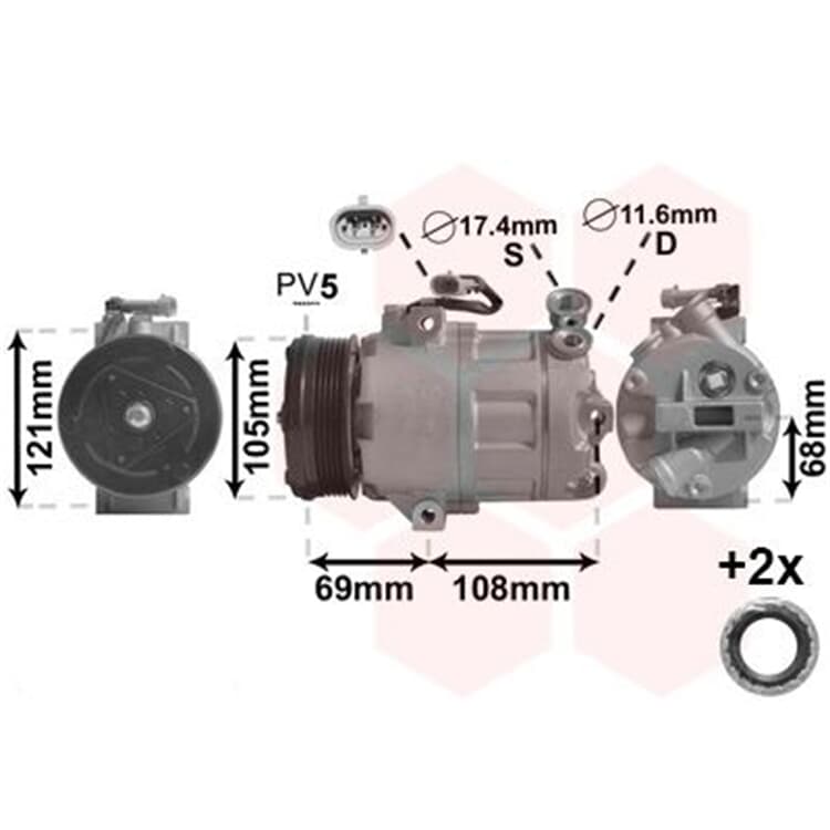 Van Wezel Klimakompressor Opel Astra G + CC Combo Corsa C Meriva Zafira A von VAN WEZEL