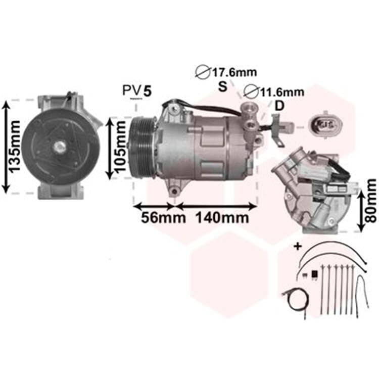 Van Wezel Klimakompressor Opel Astra G H Zafira V 1,6 - 1,8 + Turbo 16V von VAN WEZEL