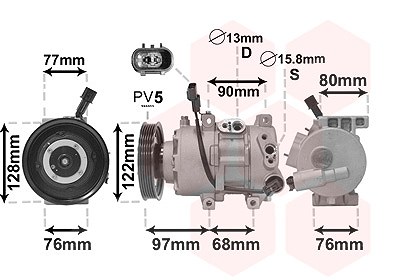 Van Wezel Kompressor, Klimaanlage [Hersteller-Nr. 8200K273] für Hyundai, Kia von VAN WEZEL