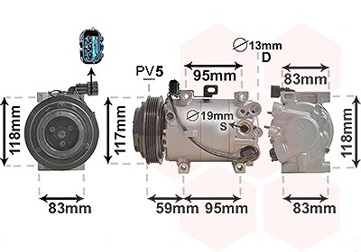 Van Wezel Kompressor, Klimaanlage [Hersteller-Nr. 8300K193] für Kia von VAN WEZEL