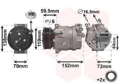 Van Wezel Kompressor Klimaanlage [Hersteller-Nr. 3700K279] für Fiat, Opel, Saab von VAN WEZEL