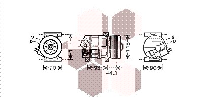 Van Wezel Kompressor, Klimaanlage [Hersteller-Nr. 1700K330] für Abarth, Alfa Romeo, Fiat, Lancia von VAN WEZEL