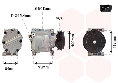 Van Wezel Kompressor, Klimaanlage [Hersteller-Nr. 1700K090] für Abarth, Fiat, Lancia von VAN WEZEL