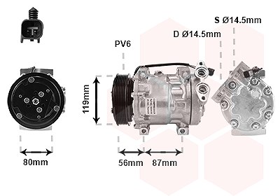 Van Wezel Kompressor, Klimaanlage [Hersteller-Nr. 1800K393] für Ford, Volvo von VAN WEZEL