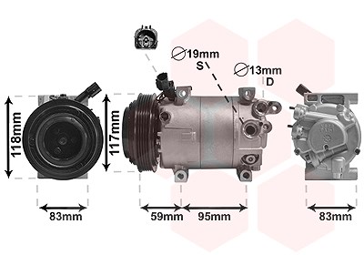 Van Wezel Kompressor, Klimaanlage [Hersteller-Nr. 8200K323] für Hyundai von VAN WEZEL