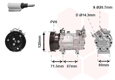 Van Wezel Kompressor, Klimaanlage [Hersteller-Nr. 4300K281] für Nissan, Renault von VAN WEZEL